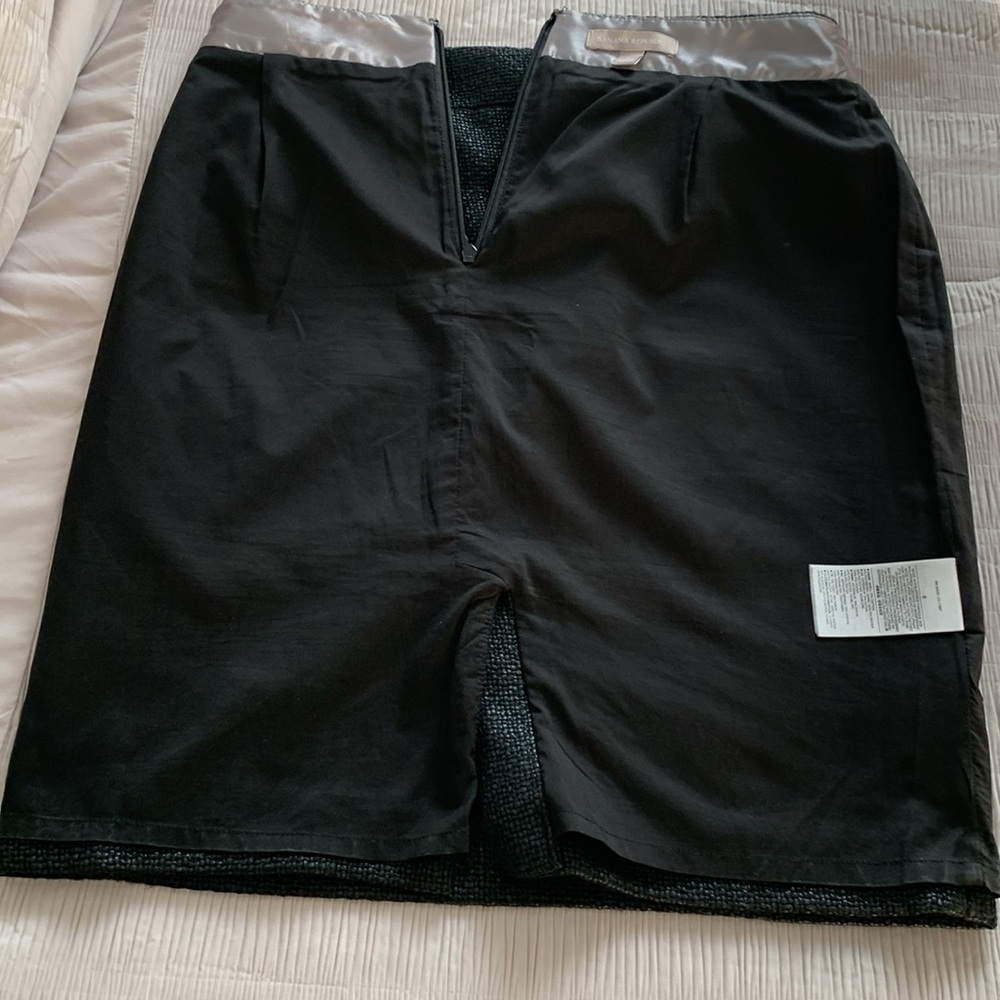 BANANA REPUBLIC Women’s‎ Skirt Black Pebble Textured Leather-Look Sheen Lined 8 - Picture 7 of 15